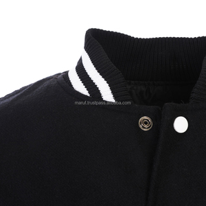 MSWVJ01 Maruf Plain Men Custom Eco-Friendly Breathable 100% Wool Winter Baseball Letterman Varsity Jacket - Product Image 2