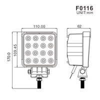 Faro de Trabajo LED Agrícola Todoterreno Más Brillante, Pod Cuadrado de 4.3 Pulgadas para Conducción de Tractor, 12V 24V