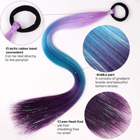 Extensions capillaires synthétiques à paillettes pour tresses, queue de cheval tressée droite pour enfants – Meilleures ventes