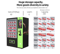 Distributeur automatique de viande fraîche congelée, bœuf de qualité, autres produits frais, système de paiement par pièces, écran tactile, métal