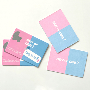 24 Pezzi di Carte Quadrati Blu e Rosa per Gioco Rivelazione Sesso Neonato, Voto Maschio o Femmina, 9x6cm, in Carta - Product Image 4