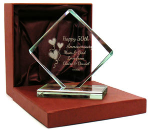 Premios de Cristal con Forma de Diamante para Presentación del <span class=keywords><strong>50</strong></span> <span class=keywords><strong>Aniversario</strong></span>, Diseño Personalizado - Product Image 1