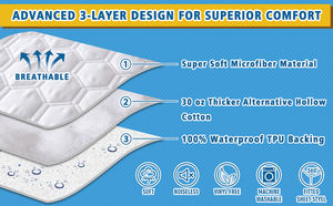 Protector de colchón <span class=keywords><strong>impermeable</strong></span>, suave, transpirable, Queen, almohadilla de colchón con bolsillo profundo, acolchado, alternativa, relleno de algodón hueco mate - Product Image 5