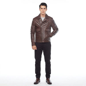 Diseña Tu Propia Chaqueta de Cuero Varsity Vintage para Hombre con Capucha, Forro de Lino Recubierto, Cuello Alto, Transpirable, Alta Calidad, Mejor Precio - Product Image 1