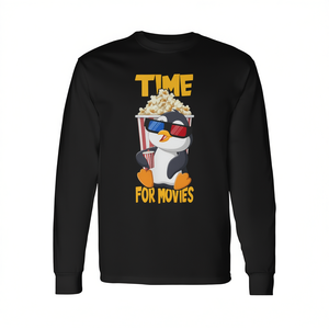 T-shirt à manches longues avec dessin animé de pingouin, design Time For Movies - Product Image 2