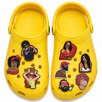 Breloques 3D en PVC souple pour chaussures, motifs de dessins animés hip-hop en relief, décorations pour baskets, sandales et sabots