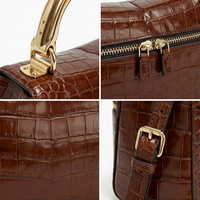 Pochette de maquillage en cuir véritable pour femmes, étui cosmétique en crocodile, organiseur de toilette de voyage, pochette de retouches de luxe