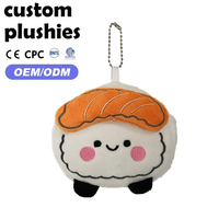 Porte-monnaie en peluche personnalisé, doux et moelleux, en forme de saumon sushi, style dessin animé japonais, avec fermeture éclair, petit sac pour pièces de monnaie et écouteurs, cadeau d'anniversaire