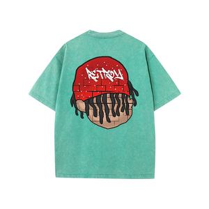 Camiseta de Hombre de Alta Calidad, 100% Algodón, Estilo Retro, Estampado de Dibujos Animados, Tejido de Punto, Estilo Lavado Ácido, Venta al por Mayor Directa de Fábrica, Otoño - Product Image 2