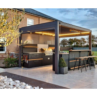 Cuisine extérieure modulaire de luxe avec grill et évier en acier inoxydable 304, résistante aux intempéries, pour jardin ou villa