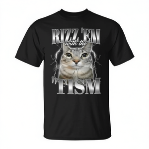Camiseta Rizz Em With The Tism Meme Cat, diseño divertido para autismo, talla unisex para adultos - Product Image 2