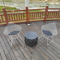 Ensemble table et chaises d'extérieur moderne et simple, créatif, imperméable, résistant au soleil, en fer forgé, table basse, chaises en forme de pétale, pour jardins