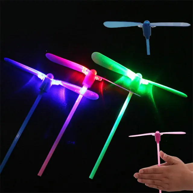 Led Luminous Flying Light Up Toys Flashing Bamboo Dragonfly Hand Rub Plastic Propeller Electronic Cheap Kids Gift Party Decor