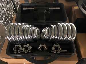 الأكثر مبيعًا في الصين أوزان حرة رخيصة مطلية بالكروم للاستخدام المنزلي حديد مصبوب فضي 30 طقم دمبلز قابل للتعديل صالة ألعاب رياضية - Product Image 2