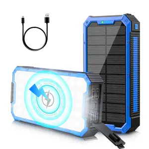 Trending Hot Products 36800mah Portable Phone Charger 15w Fast Charging Qi Powerbank Panel Wireless Solar Power Bank For Mobile