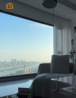 Ventanas de Aluminio Modernas Negras Personalizadas con Certificación CE Energy Star, Resistentes a Huracanes, Vidrio Templado Panorámico, Ideales para Baños y Dormitorios Grandes