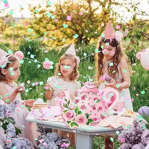 UNK 4-teiliges Papp-Piñata-Set für Teeparty Kindergeburtstag Blumenthemen-Partydekoration Konfetti Teetasse Teekanne Kleine Piñata - Product Image 4