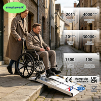Rampe pliante antidérapante Simplywalk en alliage d'aluminium 300 kg 120 cm pour accès logistique, quais et personnes âgées, testée et homologuée, vente en gros