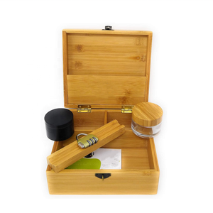 BAMBOO WOODEN STASH BOX COMBO STORAGE ACCESSORIES GRINDER FOR HERB BOX GLASS JAR COMBO SMELL PROOF LARGE SIZE WOOD BOXES