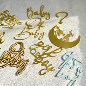 Nouveau design acrylique Décoration de gâteau pour bébé Garçon ou fille <span class=keywords><strong>Oh</strong></span> Baby Cake Topper Baby Shower Cake Topper - Product Image 2