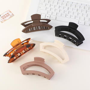 Pince à cheveux grande taille en plastique couleur unie style rétro français pour femme - Product Image 3