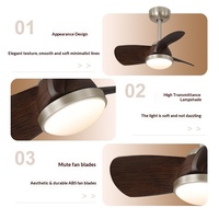 Ventilateur de plafond silencieux d'occasion avec éclairage, design moderne Agi32, télécommande pour chambre et salle à manger