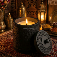 Pot à bougie vide gaufré islamique fait main pour la fabrication de bougies, support de bougie en béton multifonctionnel pour rangement de bureau