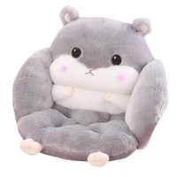 Coussin de siège moderne minimaliste en forme de hamster en peluche semi-fermé avec semelle antidérapante pour canapé, usage domestique ou bureau - Soutien lombaire long