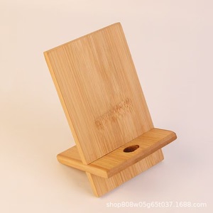 Bamboo Wood Mobile Phone Stand Desktop Charging Base Natural Color <b>Tablet</b> <b>Holder</b> Minimalist Design - Product Image 2