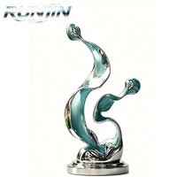 Grande sculpture abstraite en acier inoxydable poli miroir, soudée sur mesure, en forme de goutte d'eau, artisanat métallique moderne pour hall d'hôtel et jardin