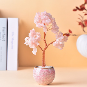 Vente en gros pot de fleurs en céramique cristal naturel puce arbres agate base citrine cristaux mosaïque ornementale décoration de la maison <span class=keywords><strong>amour</strong></span> - Product Image 2