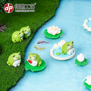 Ensemble de figurines de grenouilles en résine, mini décoration de bassin pour salon, ornement de bureau - Product Image 5