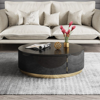 Lot de 2 tables basses modernes avec table d'appoint ronde réglable et tiroir pour le salon ou les meubles de réception