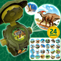 Nouvelle montre à projection de motifs de dinosaures 3D lumineux pour enfants, lampe torche, cadeaux de Noël, montre numérique pour enfants, lampe torche