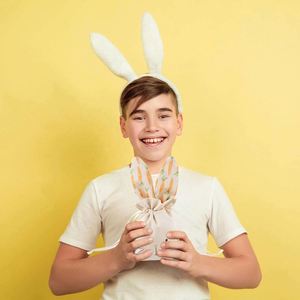 <b>Easter</b> Bunny Ears Drawstring <b>Bags</b> - Pastel Cotton Candy <b>Gift</b> Pouches for Egg Hunt Party Favors - Product Image 3