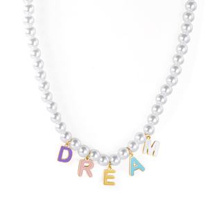 Collar con Letra Inicial de Oro de 18K y Perla, de Acero Inoxidable 316L, Regalo para Fiestas - Product Image 2