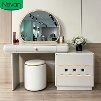 Coiffeuse moderne éco-responsable la plus vendue avec 3 tiroirs, miroir éclairé, pour maison, chambre, hôtel, petit appartement
