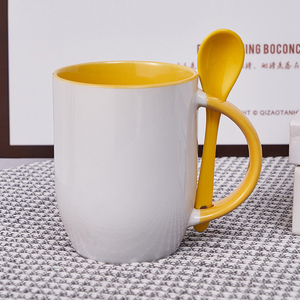 Custom Coffee <b>Mug</b> 11oz Sublimation <b>Ceramic</b> Inner Color <b>Mug</b> with Spoon - Product Image 2