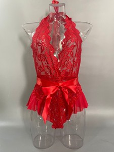 Fabricante nuevo pijama Sexy encaje perspectiva Lencería ajustado tirantes vestido de dormir - Product Image 6