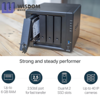 Synology DiskStation DS425+, Solución de Almacenamiento en Red de 4 Bahías, Servidor de Almacenamiento de Archivos en Rack 2U, Disco de Nube Privada, NAS para Red Doméstica