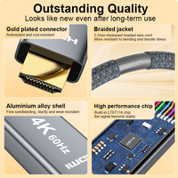 Câble ULT-unite 4K 60Hz plaqué or en alliage d'aluminium tressé pour DP, 0,2 m, CE/FCC/RoHS, garantie 1 an