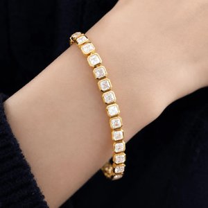 Bracelet chaîne de luxe pour femme avec diamants sertis, en argent sterling 925 plaqué or, bijoux de mode hip-hop personnalisés, cadeau - Product Image 3