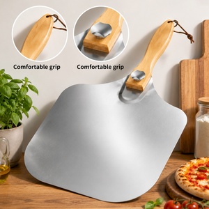 Pala para Pizza de Aluminio con Mango de Madera Plegable, Espátula para Pan de Largo Alcance, Cortador Semicircular y Brocha para Aceite - Directo de Fábrica - Product Image 2