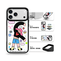 Coque de téléphone AG Feeling Black Edge avec motif Gilding Hi Girl pour iPhone 17, 17 Pro Max, 16 Pro, 15, 15 Pro Max – Coque magnétique