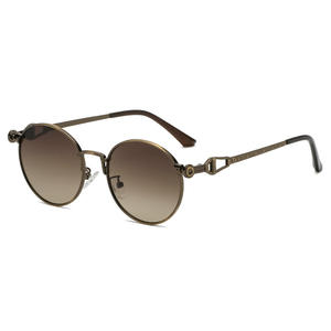 Lunettes de soleil rétro rondes en métal, verres solaires hip-hop européens et américains, modèle de rue, bordure croisée, <span class=keywords><strong>film</strong></span> coloré, à la mode, 286, 2021 - Product Image 4