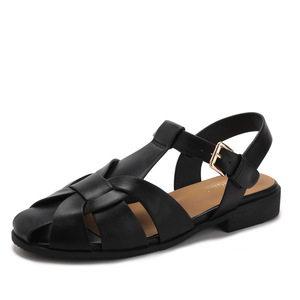 Sandali Estivi Traspiranti con Fibbia Intrecciata per Donne Taglie Grandi Sandali Piatti da <span class=keywords><strong>Donna</strong></span> Stile Pescatore - Product Image 3