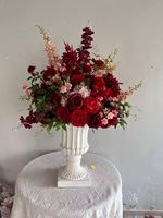 Bunga DBurgundy Merah Tua untuk Dekorasi Pernikahan, Bola Bunga Pernikahan Buatan, Rangkaian Bunga Hydrangea
