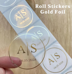 定制标志透明烫金防水包装标签不干胶卷标签 - Product Image 2