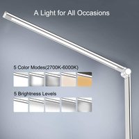 Lampe de Chevet Européenne Simple et Flexible à Alimentation CC avec Recharge Sans Fil, Commande Tactile, en Aluminium, pour Lecture et Étude, Protection des Yeux