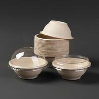 Bol à pulpe jetable personnalisé 2oz 4oz 8oz 12oz Bol à salade en bagasse de canne à sucre avec couvercle pour salade Dessert lait céréales